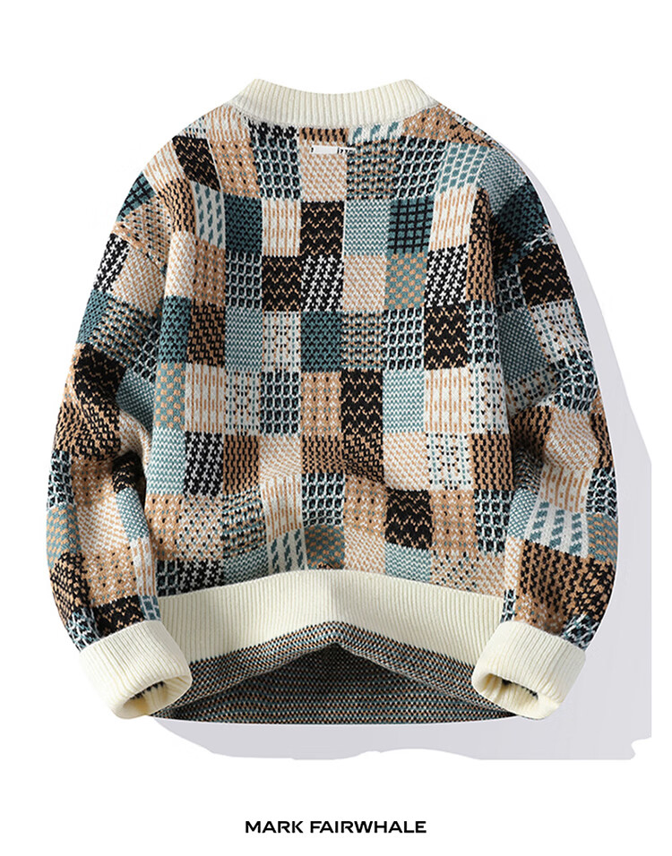 MARK FAIRWHALE Men's Winter Thick Warm Knitted Sweater, Trendy Men's Knitwear Jacket, Off-White Fleece Lined, 3XL 5