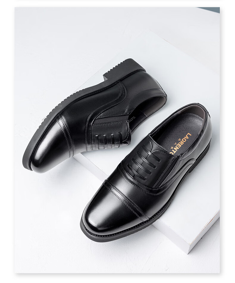 Laorentou Three-Joint Men's Genuine Leather Spring Autumn Security Business Formal Oxford Military Work Shoes TLA302 Black Size 38 12