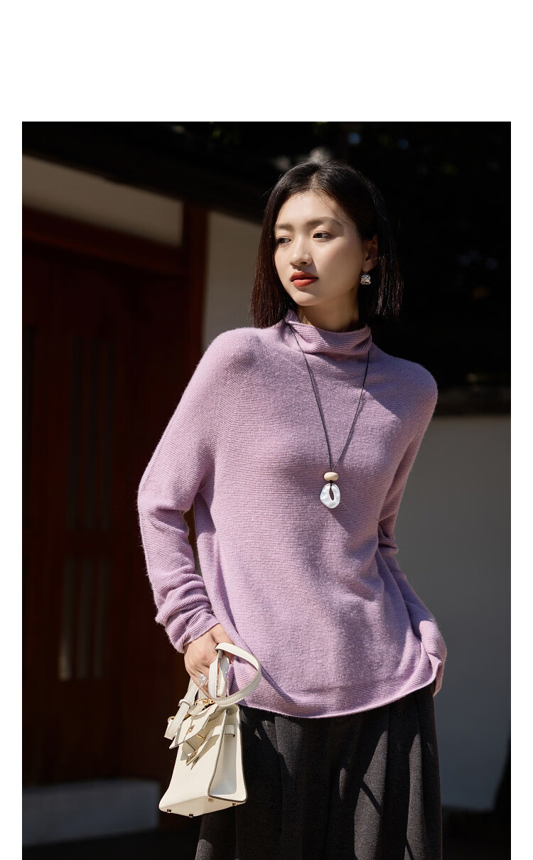 Demana【Sheep Wool and Cashmere Blend】Autumn Soft Style Turtleneck Loose Fit Knit Sweater for Women 11