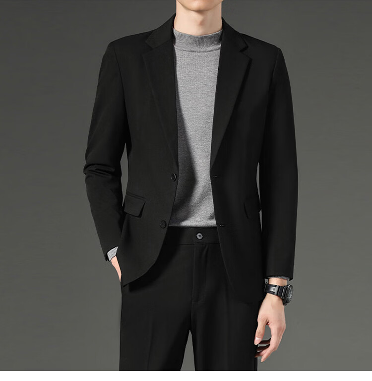 RED DRAGONFLY Men's Autumn Winter Slim Fit Business Formal Suit Two-Piece Black Blazer 2XL 16