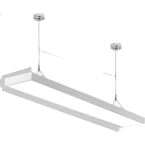 Dengling Office LED Pendant Linear Light Flat Panel Long Strip Light for Office Building Supermarket Dual-use Industrial Engineering Lighting White Frame Right Angle 120x20cm 48W Cool White