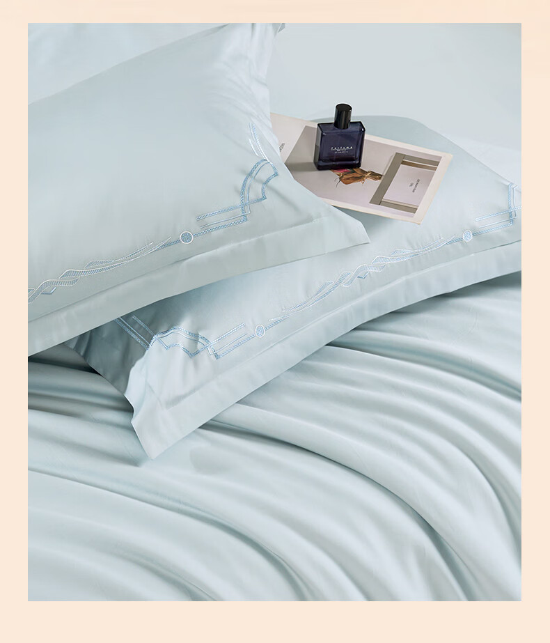 FUANNA Pure Cotton Four-Piece Set 120s Double-Strand Long-Staple Cotton Sateen Embroidery Class A Double Extra Large All Cotton Bedding Set 230*229cm Stingli 12
