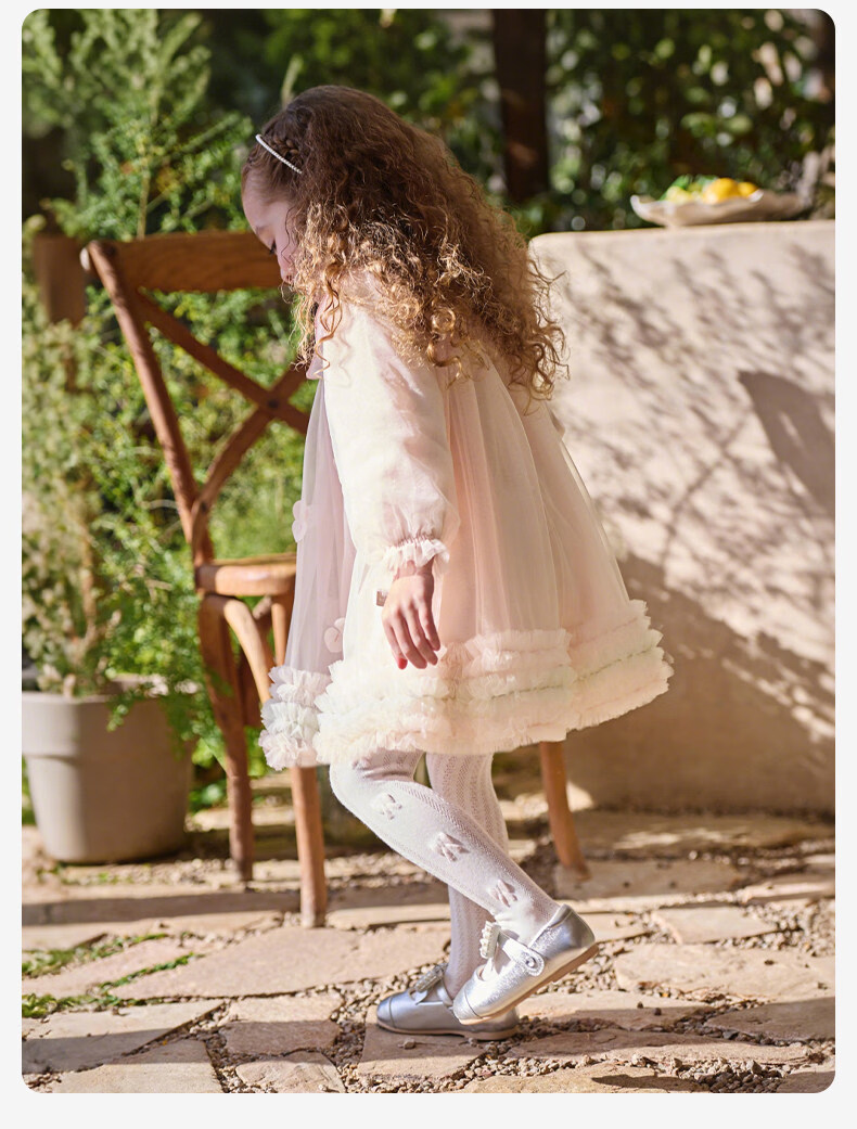 DAVE & BELLA Girls' Spring Dress Children's Stylish Mesh Princess Dress 9