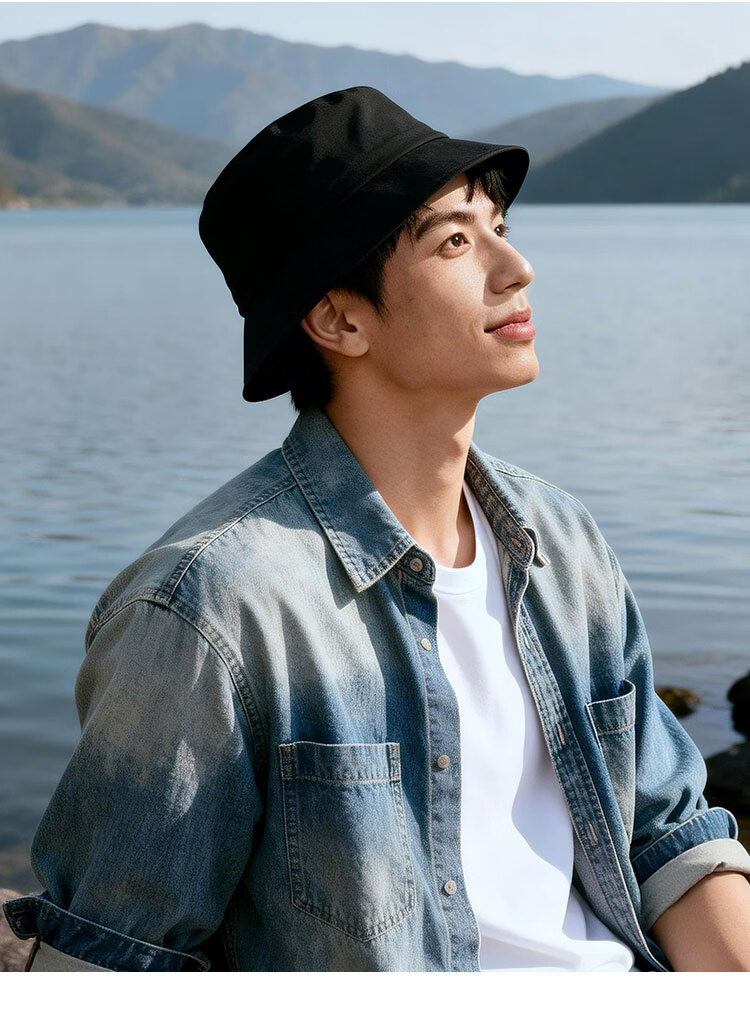 Zhenxiang Men's Solid Color Simple Versatile Bucket Hat Sun Protection UV Protection Summer Spring P1179 12