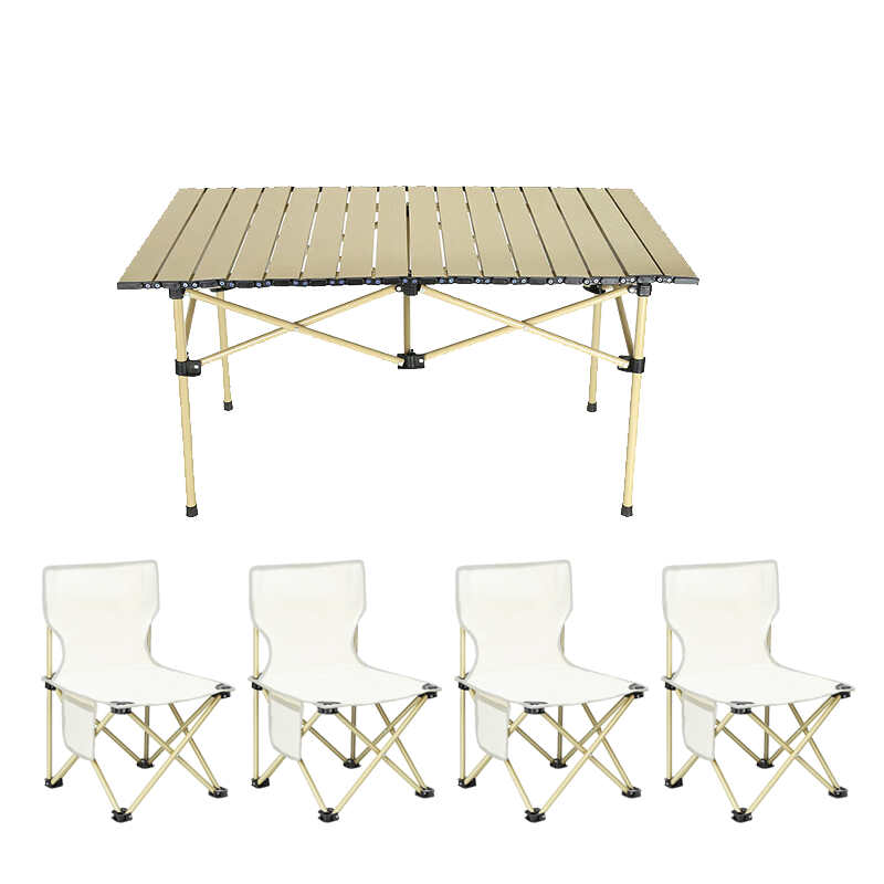 Gosoo Camping Table and Chair Outdoor Set Complete Camping Equipment Balcony Leisure Set Foldable Table Five-Piece Set