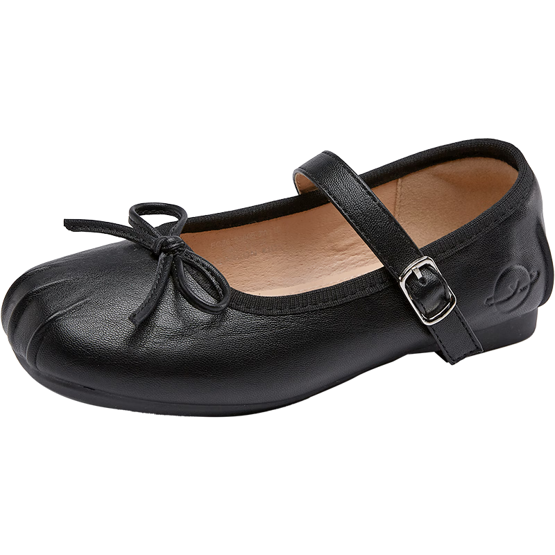 Eierkang Girls Classic Princess Shoes Multi-Color Available Single Strap Bowknot Student Performance Flats Black Size 33