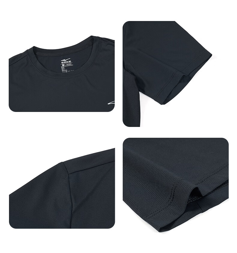 Erke Men's Summer Sports Short Sleeve T-Shirt Ice Cooling Quick-Dry Round Neck Running Shirt Solid Color Casual Base Layer Top 19