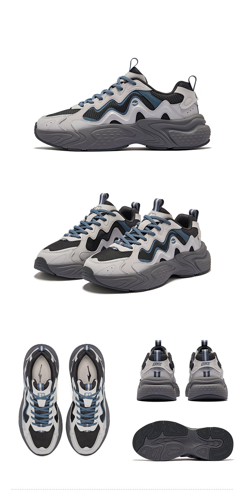 ERKE Men's Casual Shoes Sports Shoes Comfortable Versatile Soft Sole Lightweight Casual Shoes Men's Chaoyan Xilan 3 29