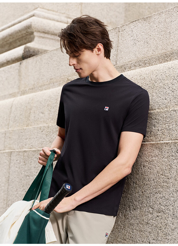 FILA Official Men's Short Sleeve T-Shirt 2026 Summer Tennis Moisture-Wicking Quick-Dry Knit Sun Protection Crew Neck Top 18