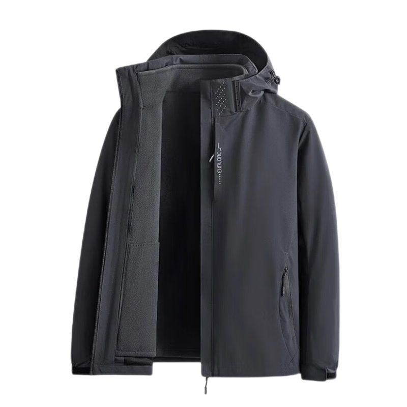 ROMON Men's 3-in-1 Outdoor Casual Sports Jacket Windproof Waterproof Autumn Winter Softshell Black 4XL