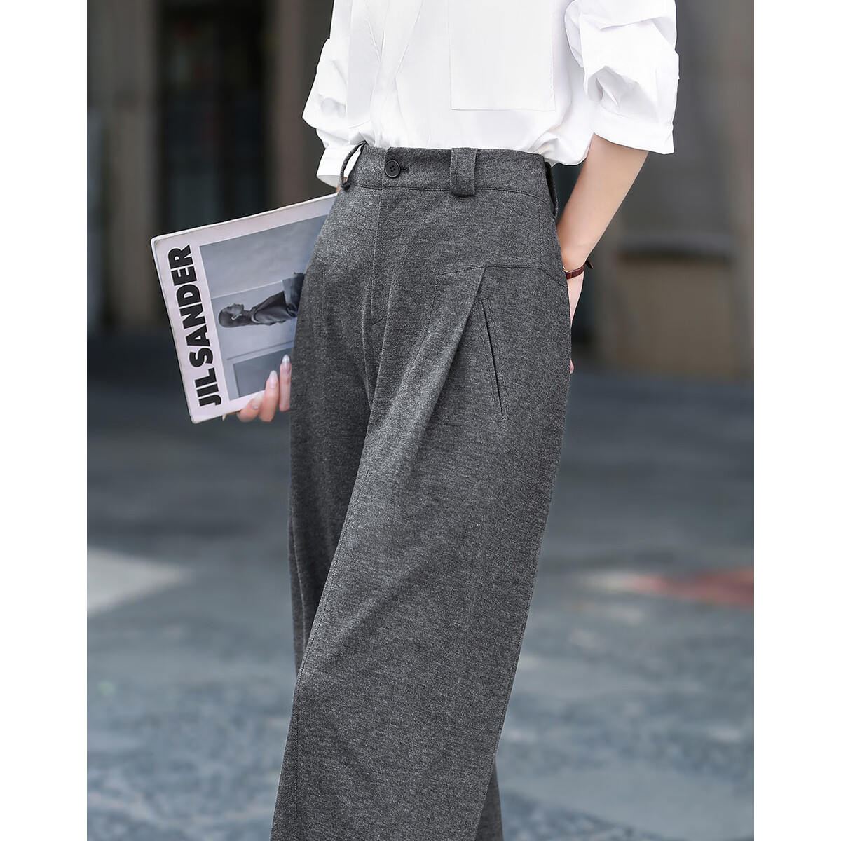 Demana Plush Warmth Autumn Mini Heater Design Pleated Segmented Straight-Leg Petite Women's Casual Pants