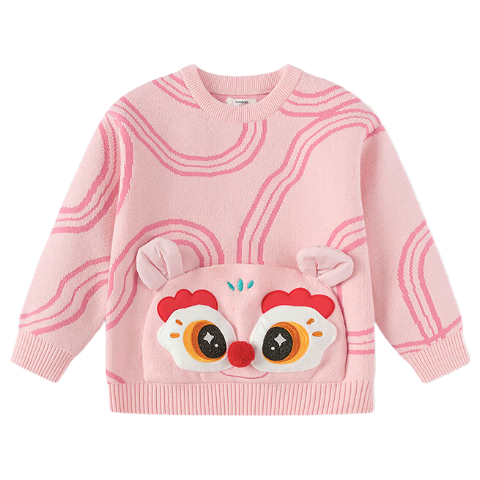 BALABALA Boys and Girls Sweater Baby Knitwear National Trend New Chinese Style 3D Design New Year Outfit 2025 Autumn Winter