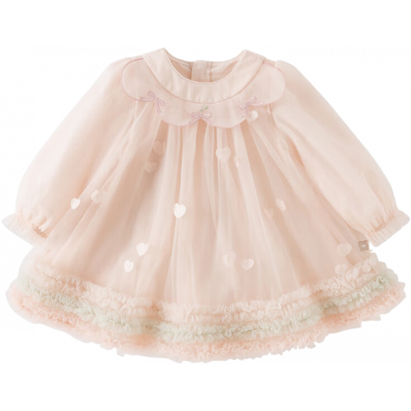 DAVE & BELLA Girls' Spring Dress Children's Stylish Mesh Princess Dress