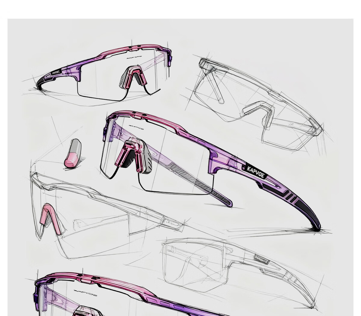 KAPVOE Warrior Anti-Fog Cycling Glasses Photochromic Day-Night Dual-Use Windproof Sandproof Sports Professional Mountain Road Bike 28