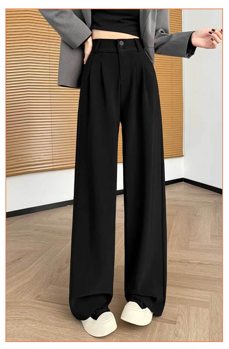 Modal Women's Suit Pants Spring Summer 2026 New Slim High Waist Draped Floor-Length Wide Leg Loose Straight Casual Trousers 11