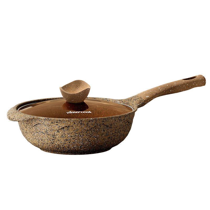 Amercook Alfita Non-Stick Maifan Stone Frying Pan Flat Bottom Stir-Fry Pan Skillet for Induction and Gas Cooktops