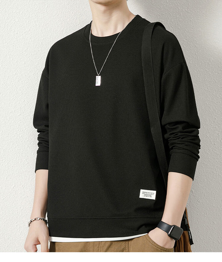 PLAYBOY Men's Hoodie Jacket Spring Autumn Long Sleeve T-Shirt Casual Base Layer Waffle Knit Top 8