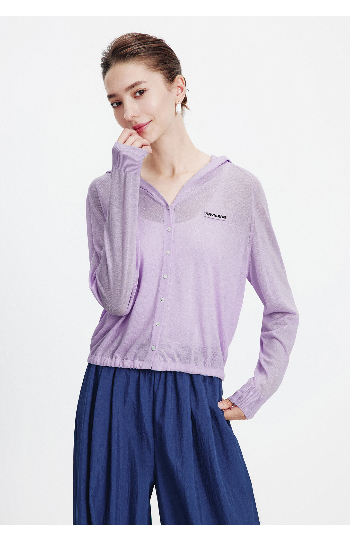 Navigare [Celebrity Edition] Small Sailboat 26 New Women's Lightweight Hooded Knit Cardigan Air Conditioning Jacket 2314096504 59