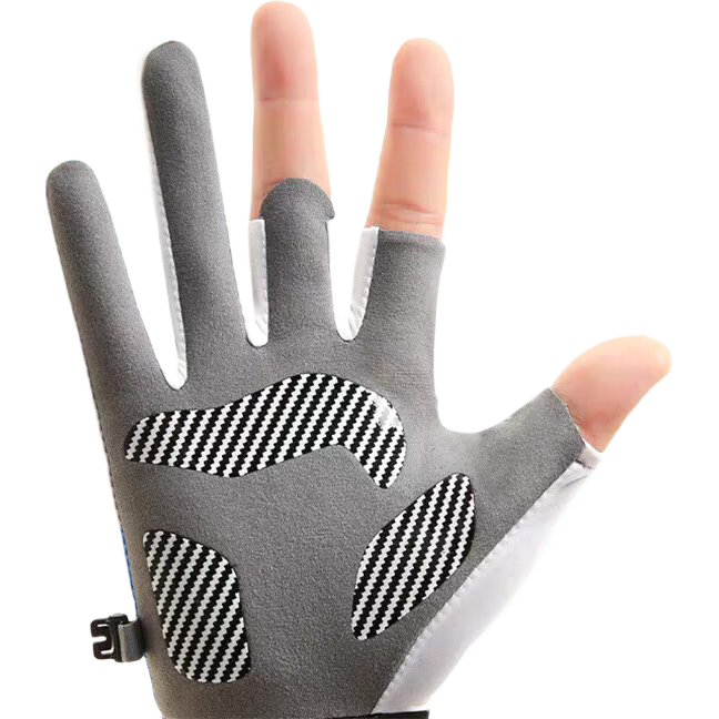 Jian Cai Summer Sun Protection Ice Silk Anti-Slip Thin Breathable Three-Finger Cycling Sports Fitness Fishing Lure Gloves for Men