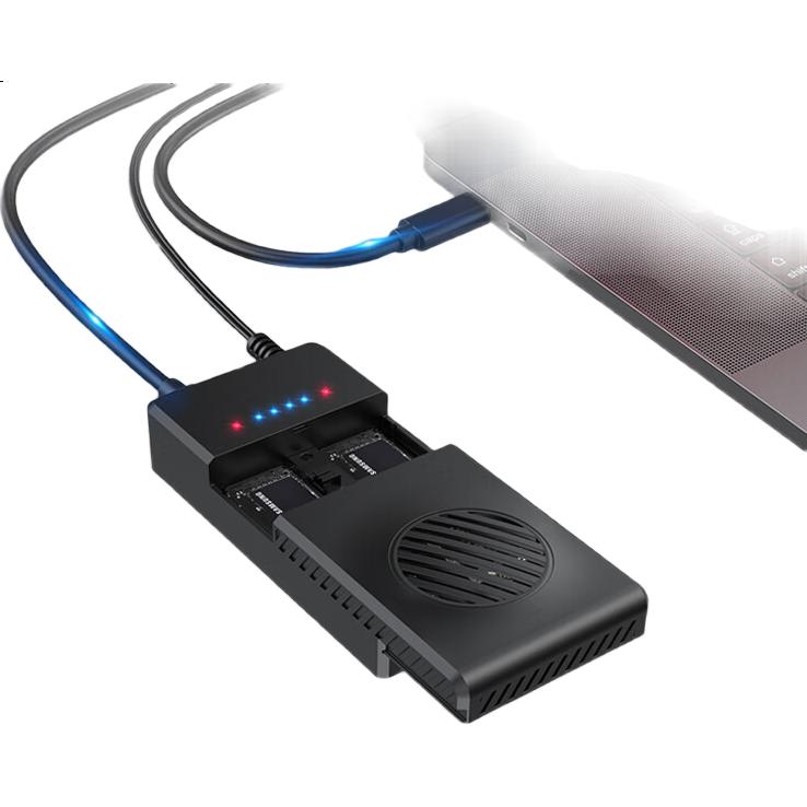 Внешний корпус LINSTORAGE M.2 NVMe SSD, двойной отсек, копирование офлайн, Type-C 3.2, для ноутбуков и смартфонов