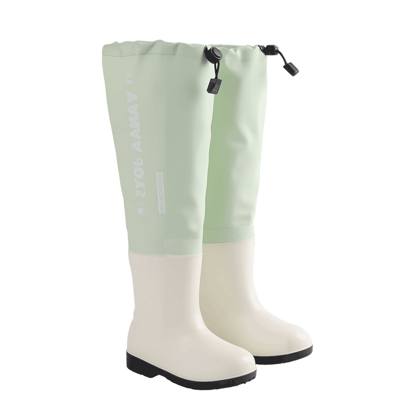 FOOTOPPO Adjustable Cuff Kids Rain Boots Girls Long Tube Beach Shoes Boys High Tube Water Shoes Hiking Creek Shoes