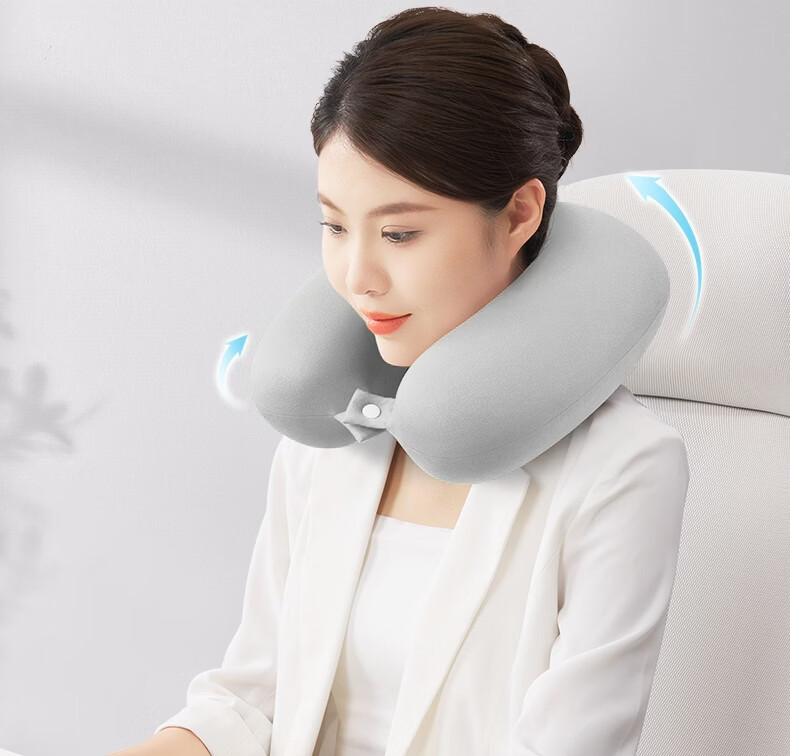 Pierre Cardin Velvet U-Shaped Travel Portable Neck Pillow Gray Memory Foam U-Shaped Pillow - Gray 2