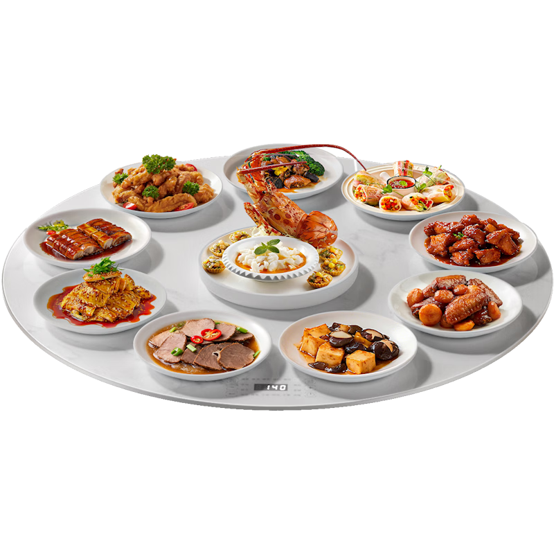 Fudelai Heating Plate Warmer Dish Warming Board Round Multifunctional Household Dining Table Mat Turntable Electric Heating Plate 60cm White