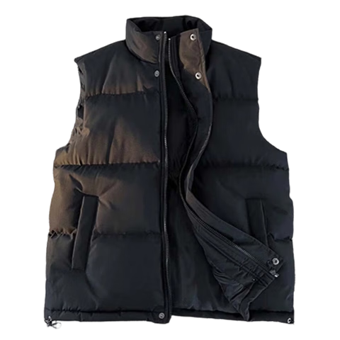 MiiOW Men's Cotton Vest for Autumn And Winter, Sleeveless Stand-Collar Windproof Warm Thick Puffer Jacket for Men And Women, Off-White, Size L