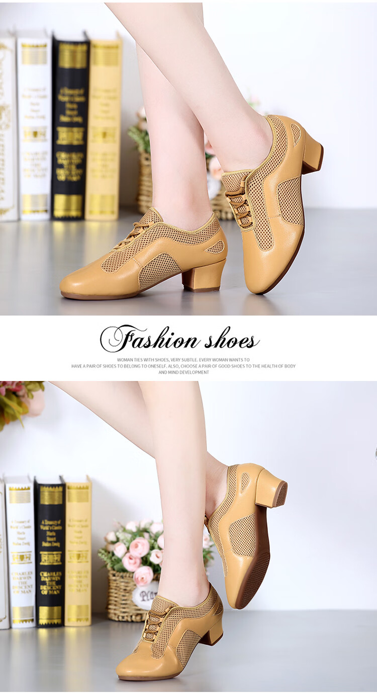 Teslita Women's Ballroom Dance Shoes Latin Dance Shoes Soft Sole Breathable Autumn New Outdoor Dance Shoes Black 15
