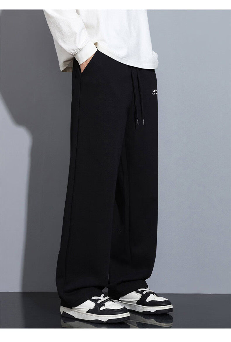 LI-NING Men's Sports Pants Fitness Running Sweatpants Casual Loose Fit Straight Leg Comfortable Long Trousers 3