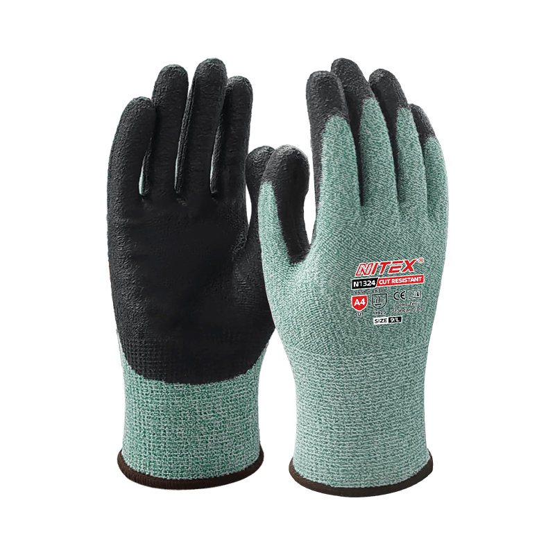 SHENGLI NITEX® Level D Cut-Resistant Gloves, Non-Slip And Wear-Resistant A4 Cut-Proof Gloves, PU Steel Wire Cut-Resistant Woodworking Gloves, without Kevlar, N1324, Size L, 1 Pair