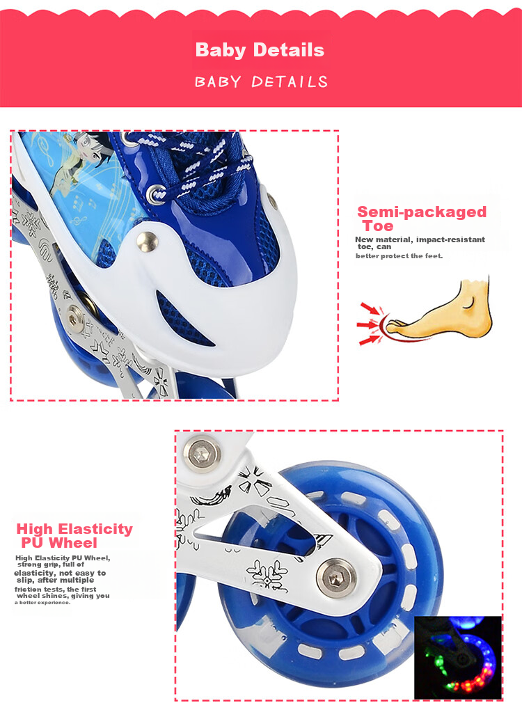 EVERVON Roller Skates for Children, Inline Skates for Boys And Girls, Pink Color, with Helmet, Protective Gear Size S, Suitable for Sizes 31-34 7