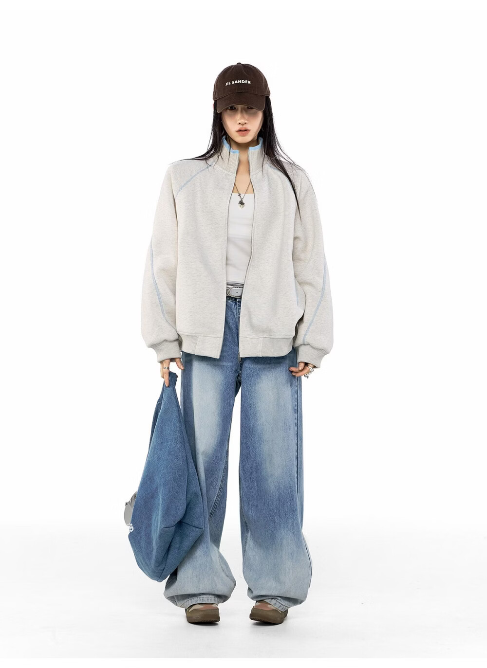 ICH MODE American Style Hassel Corduroy Sports Jacket Women 2026 Spring New Loose Cardigan Sweatshirt Zipper Top Dark Gray XL 17