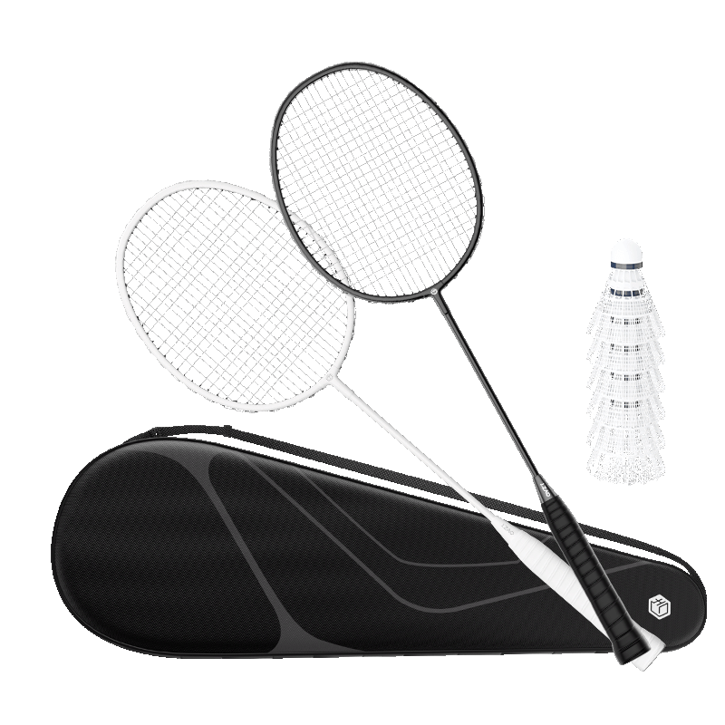 JD Original Iron Alloy Badminton Racket Upgraded Set, Large Sweet Spot Deep Groove Rackets 2 Pieces, Li Ren 300 Pair Rackets