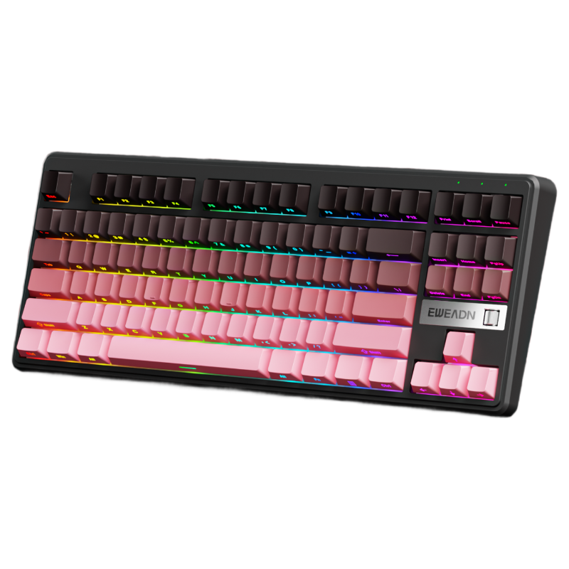EWEADN V80S Wireless Keyboard Wired Bluetooth Tri-mode Mechanical Feel Silent Side-engraved High Aesthetic Gaming Office Portable Computer Laptop Membrane Keyboard 87 Keys for Tablet iPad