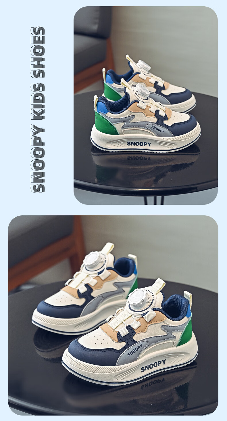 SNOOPY Kids Soft Sole Lightweight Sports Shoes 2026 Girls Versatile Casual Shoes Boys Shoes 0027 Blue Size 32 6