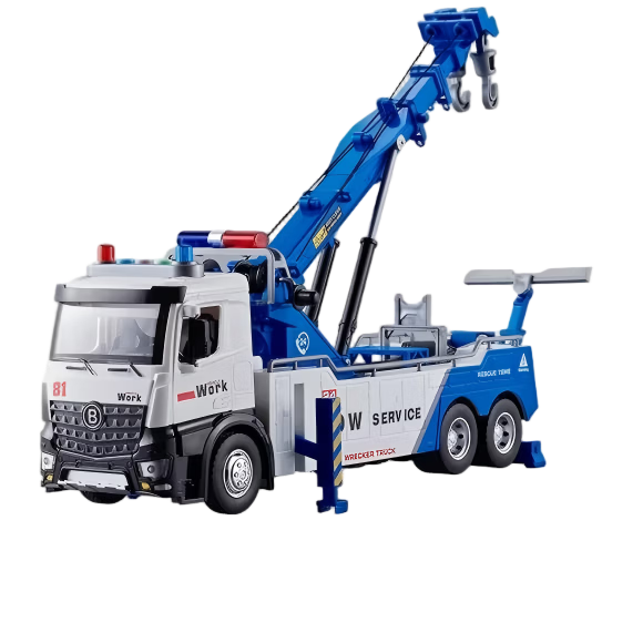 MaBao Twin Children's Day Gift Police Car Toy Extra Large Rescue Tow Truck Model Alloy Small Car for Boys Age 3-6