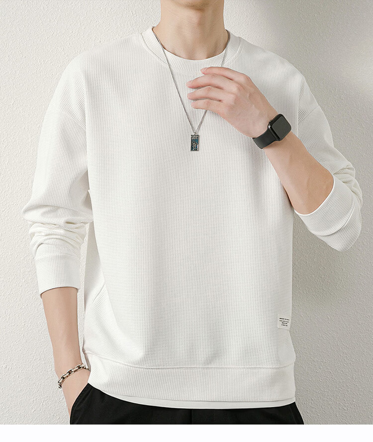 PLAYBOY Men's Hoodie Jacket Spring Autumn Long Sleeve T-Shirt Casual Base Layer Waffle Knit Top 6