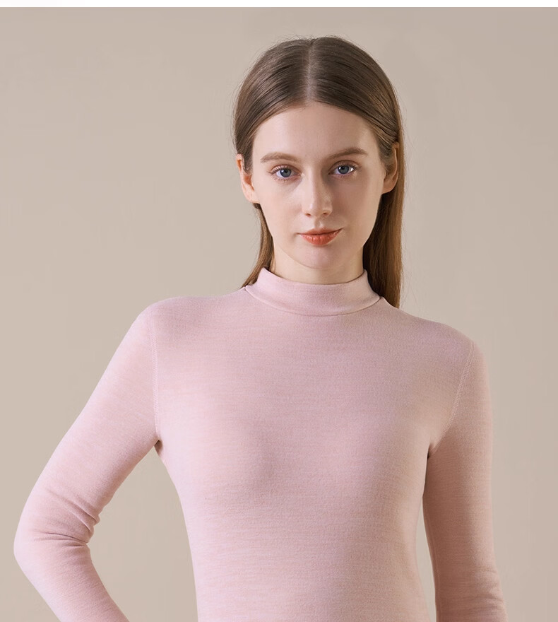 Urban Beauty Women's Thermal Underwear Set Autumn Top and Bottom Winter Cashmere Silk Half Turtleneck Windproof Heated Fleece Lined Warm Set 15