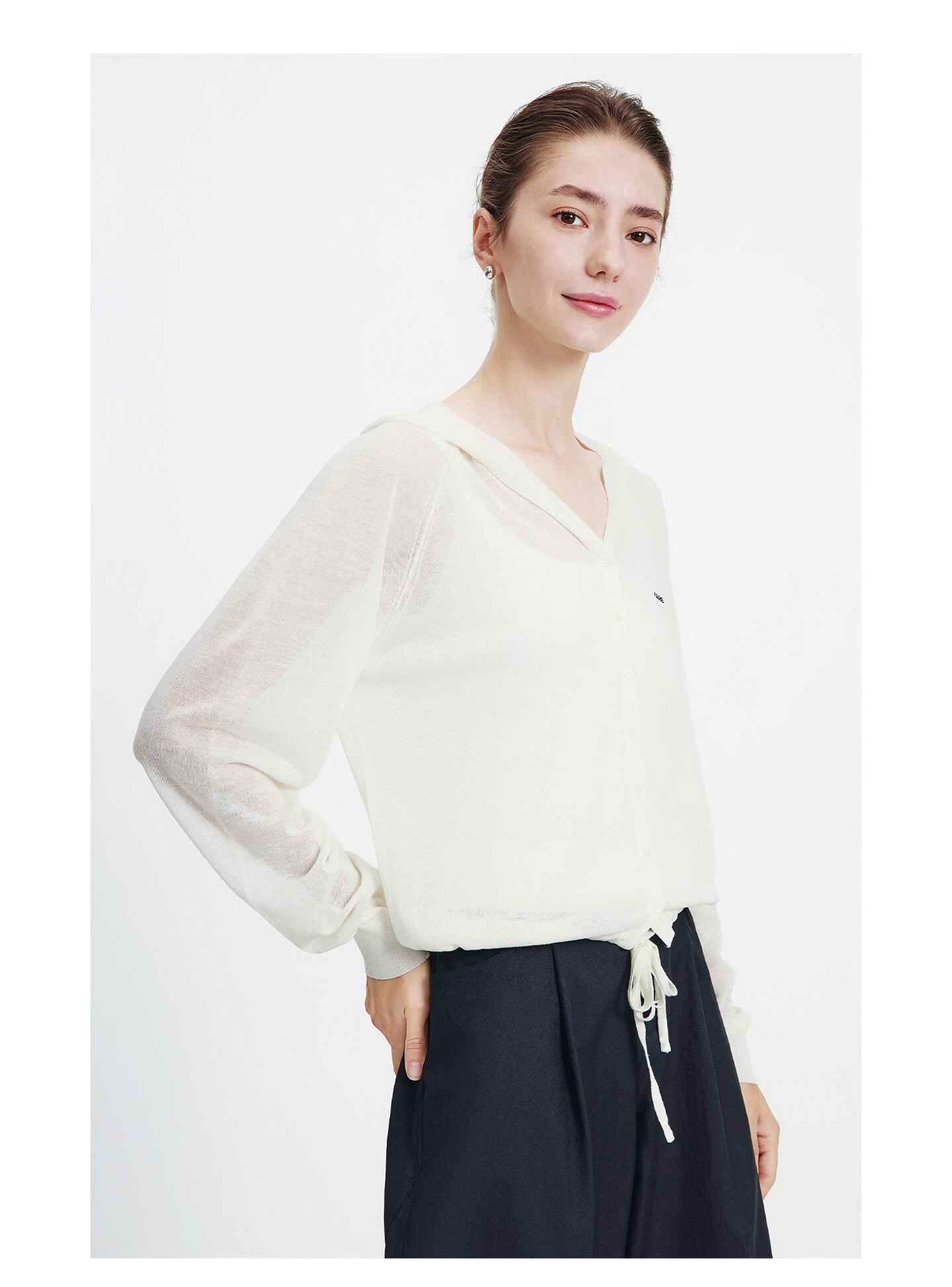 Navigare [Celebrity Edition] Small Sailboat 26 New Women's Lightweight Hooded Knit Cardigan Air Conditioning Jacket 2314096504 48