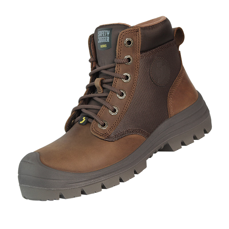 SAFETY JOGGER DAKAR Brown Men's Safety Work Shoes Anti-Smash, Anti-Puncture, Anti-Static, Wear-Resistant Size 39