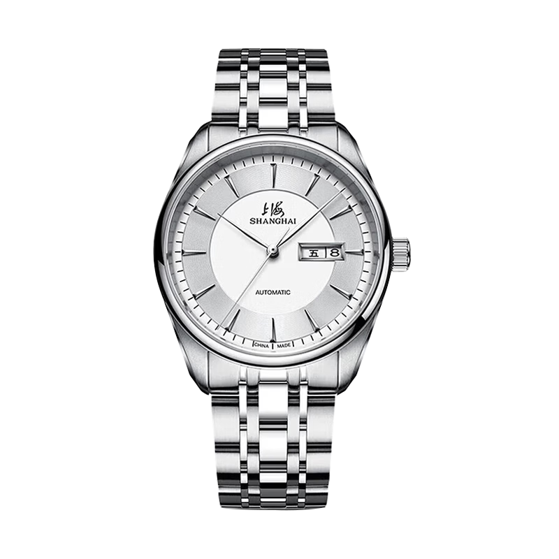 SHANGHAI Watch, Men's Automatic Mechanical Watch, National Classic White Dial with Gold Accents SH3008G-1 [Birthday Gift]