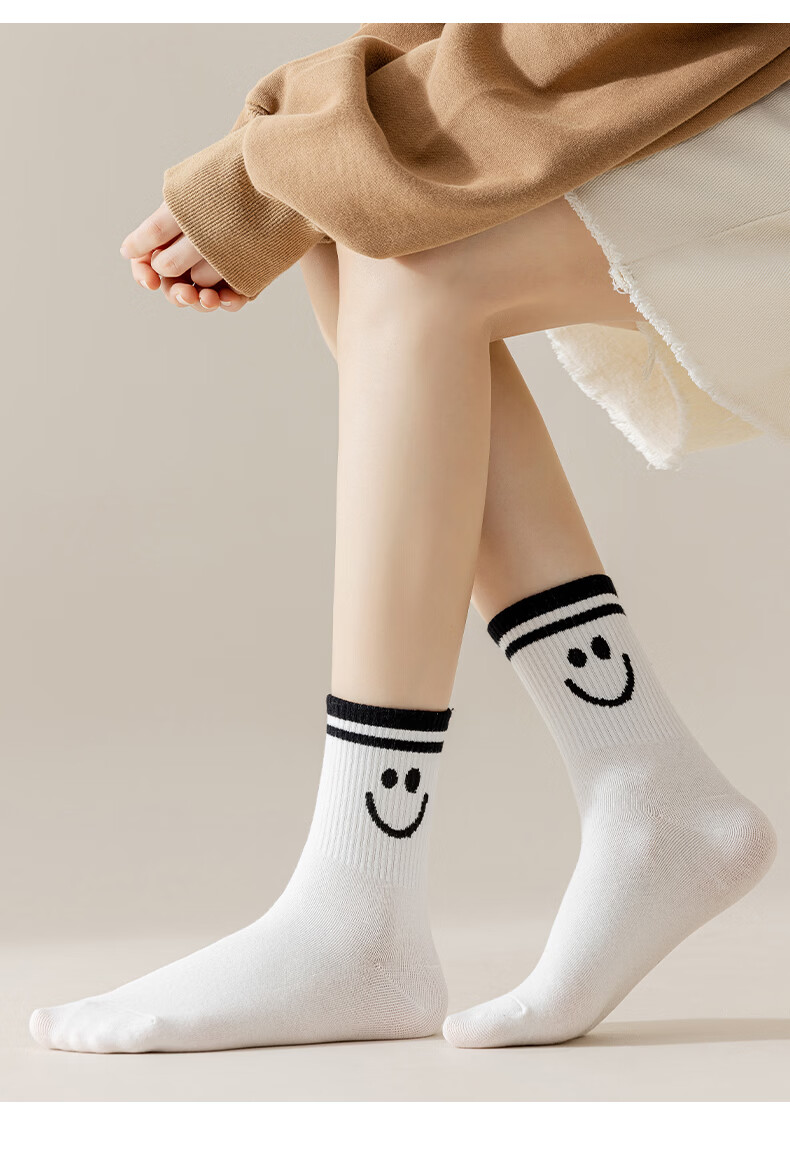 Cotton Full Women's Socks 100% Pure Cotton Antibacterial Odor-Resistant Mid-Calf Breathable Maillard Spring Autumn Long Socks 6 Pairs 7
