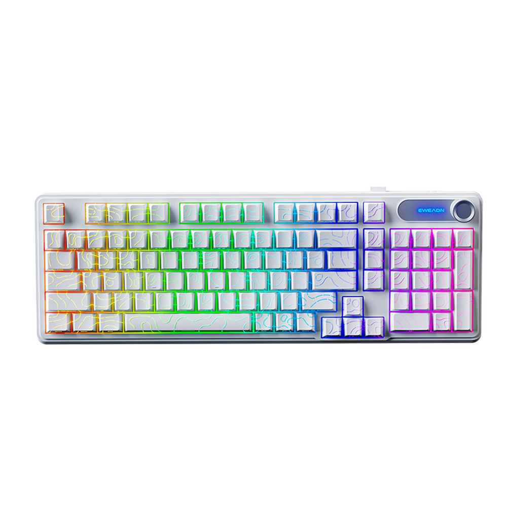 EWEADN V102Ultra Wireless Keyboard Bluetooth Wired Tri-mode Mechanical Feel Silent Membrane Keyboard with Screen for Desktop Office Formula Computer Laptop Tablet iPad Universal 99 Keys