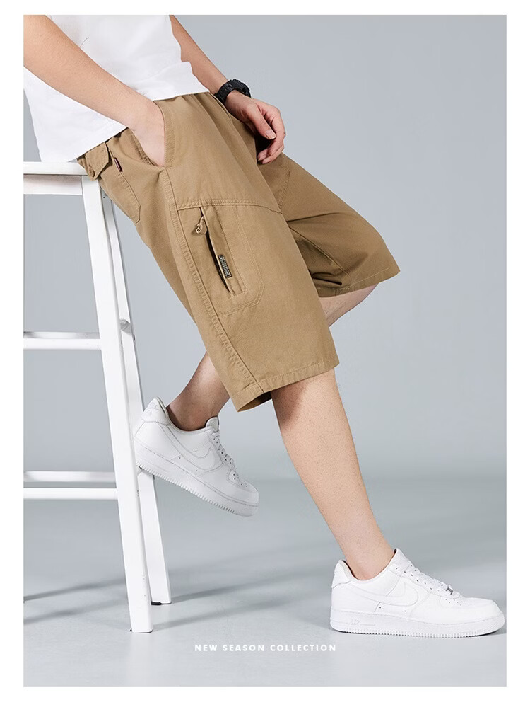 RED DRAGONFLY Men's Summer Thin Cotton Casual Fashion Cool Comfortable Breathable Versatile Army Green Capri Shorts XL 22