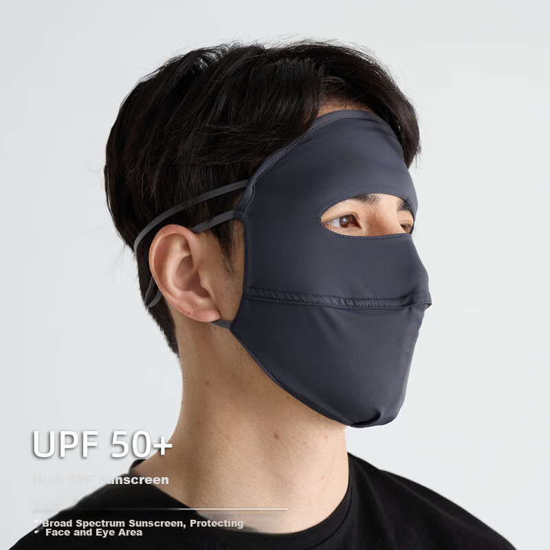 Move Iron Sun Protection Face Mask for Women, Summer UV Protection, Cool Ice Silk Full Face Breathable Lightweight Mask, Black