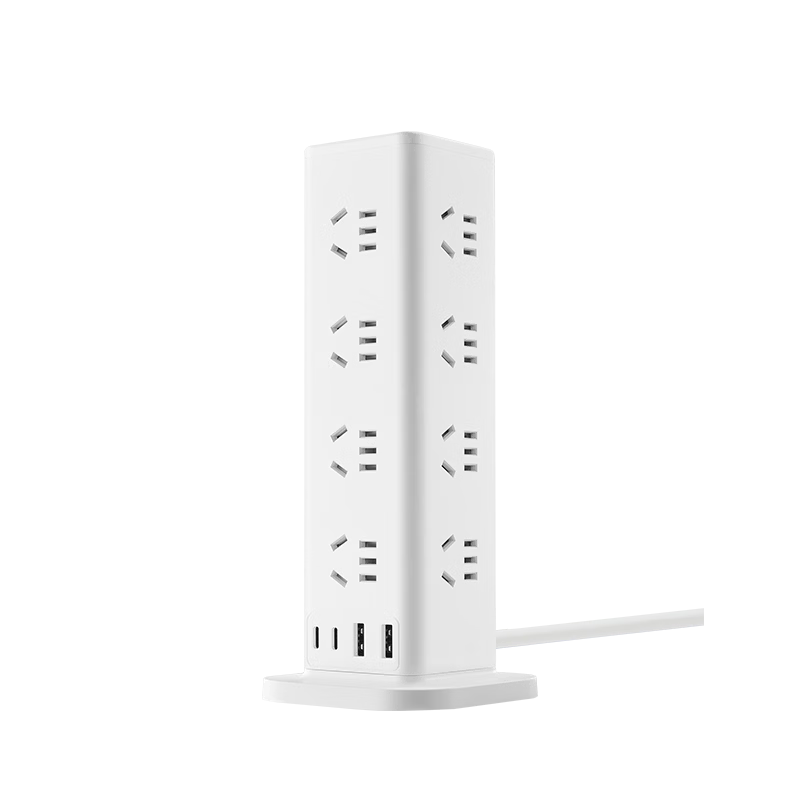 BULL Vertical USB Socket Power Strip with Overload Protection, 16-Position Master Switch + 2A2C, 3m Cable, Model GNV-UL1016U, White