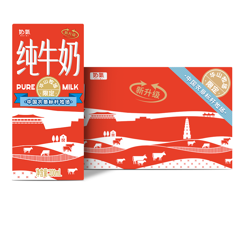 中垦牧奶气纯牛奶200ml*24盒 优选牧场 3.3g蛋白 典藏包装版 
