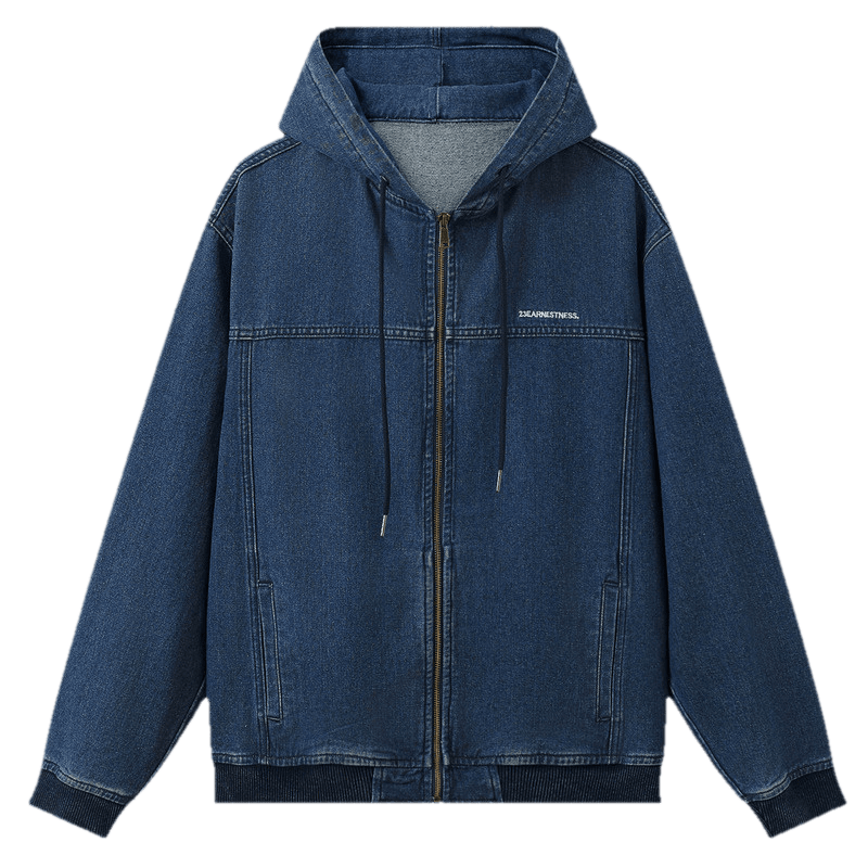 TonLion 2026 Spring New Hooded Denim Jacket Men's Denim Blue Casual Early Spring American Loose Fit