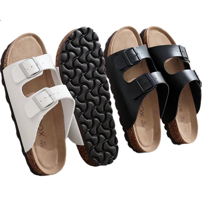 XGGC Cork Slippers for Men And Women, Summer Trendy Non-Slip Thick-Soled Couple's Slide Sandals for Outdoor Wear, Black, Size 38